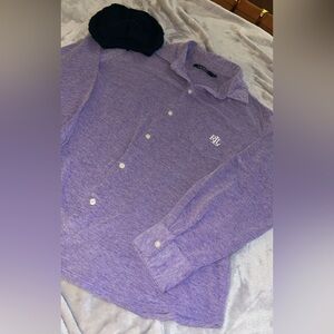 Lauren by Ralph Lauren exclusive Purple Button-Up Shirt and cable knit beanie